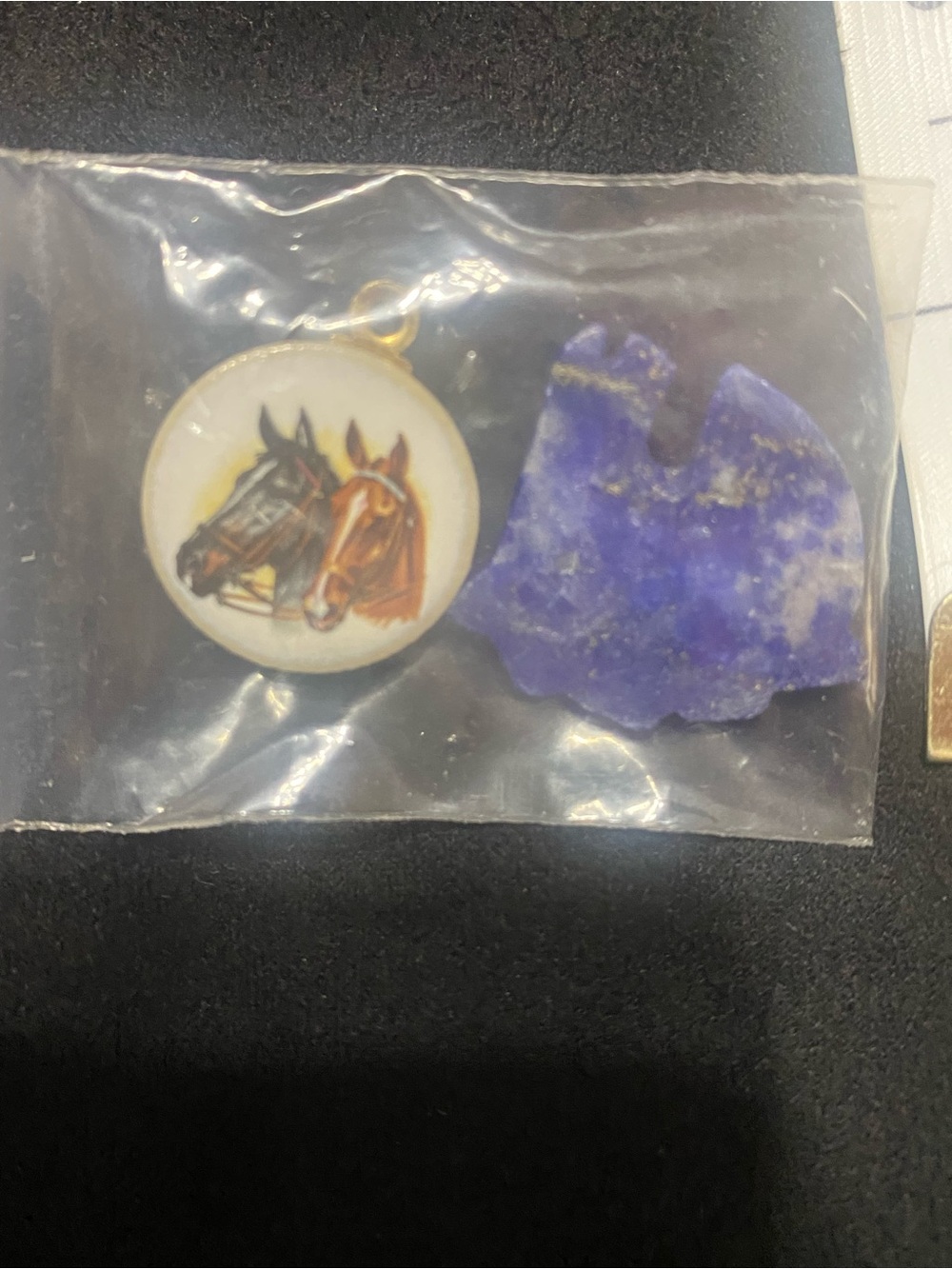 Unbranded Natural Stone Accent and Horse Pendant Set